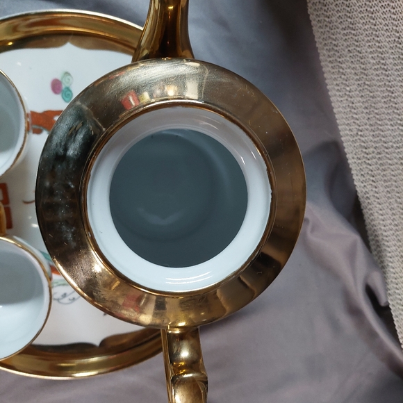 Vintage Gold Trimmed Asian PHOENIX Tea Set (4pcs) Hand-Painted - Picture 10 of 15